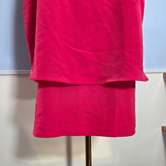 DG2 Large Bright Pink Layered Chiffon Summer Casual Sleeveless Blouse Tank Top - Picture 3 of 9